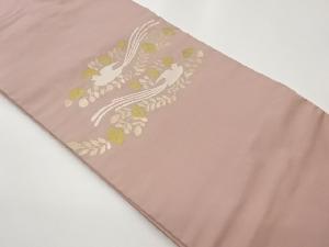 花唐草に尾長鳥模様織出し名古屋帯